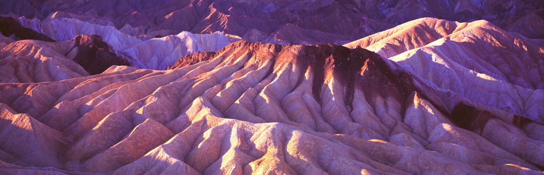 Panoramic Fine Art Photography ~ Panorama Landscape Photo Gallery Contrasting Shadows at Zabriskie Point, Death Valley